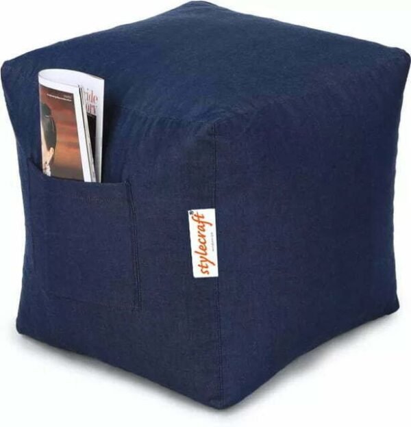 Stylecraft Denim Footstool Bean Bag With Beans