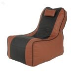 Stylecraft Brown and Tan Leatherette Lounger Bean Bag for Living Room and Gaming